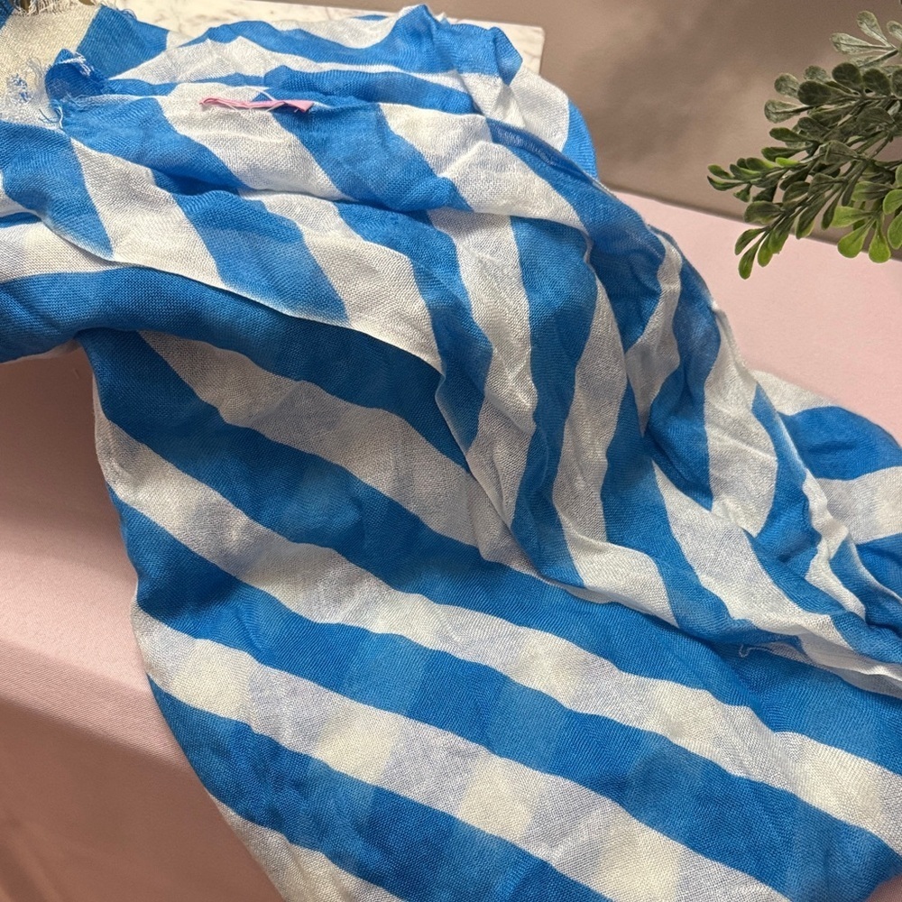 Lilly Pulitzer Blue and White Striped Scarf